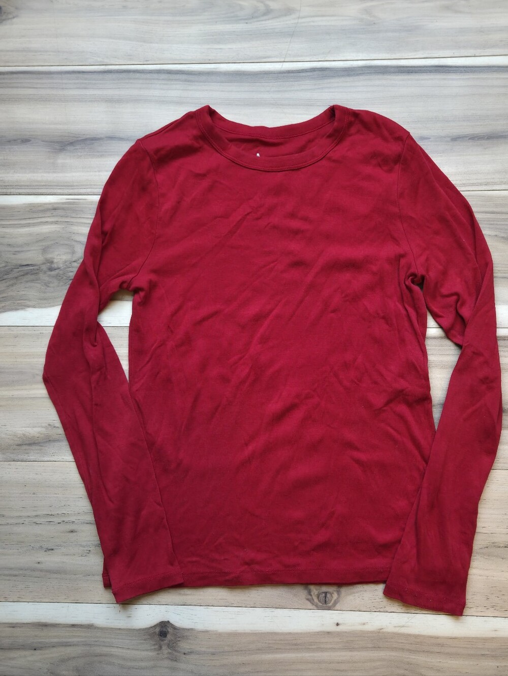 A New Day Solid Red Long Sleeve Crewneck Basic T-Shirt Women’s Size Medium M